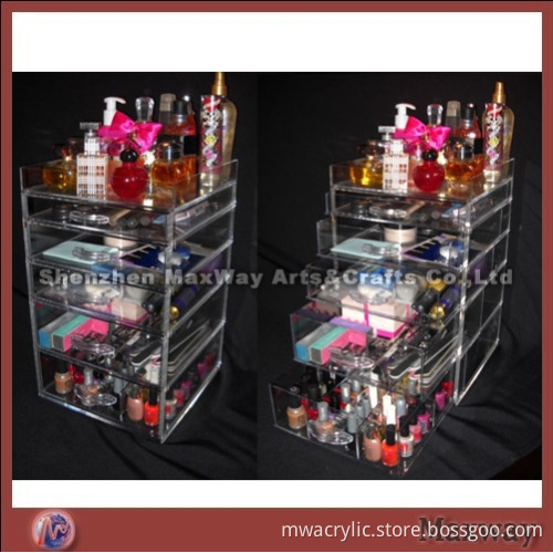 Lucite/Plexiglass Gift/Makeup Storagae Chest with 5 Compartment Drawers